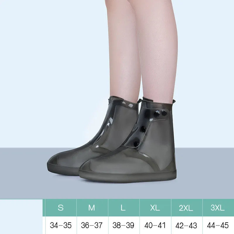 White high-top reusable PVC shoe covers with anti-skid soles for water resistant protection