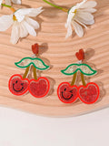 Acrylic drop earrings with cherry, strawberry, watermelon, pineapple, coconut, cake and ice cream designs
