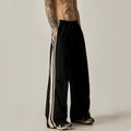 Black men's wide-leg climbing pants with high-waist design and straight silhouette