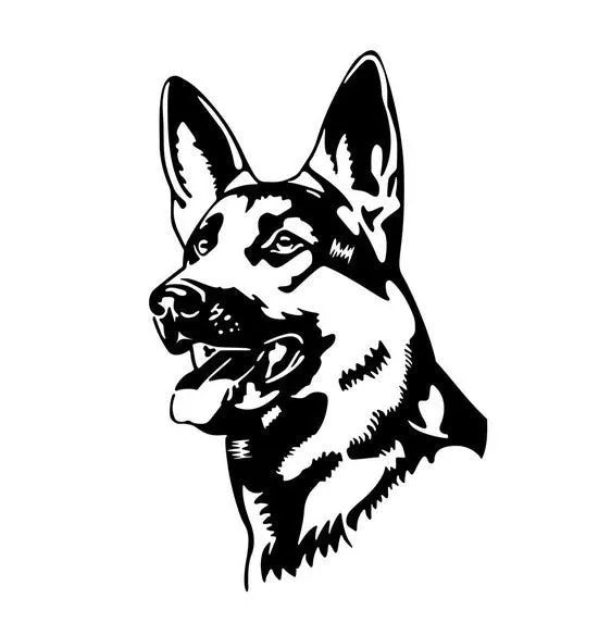 Reflective Alsace Shepherd dog bumper sticker measuring 13cm by 8cm in multiple colour options
