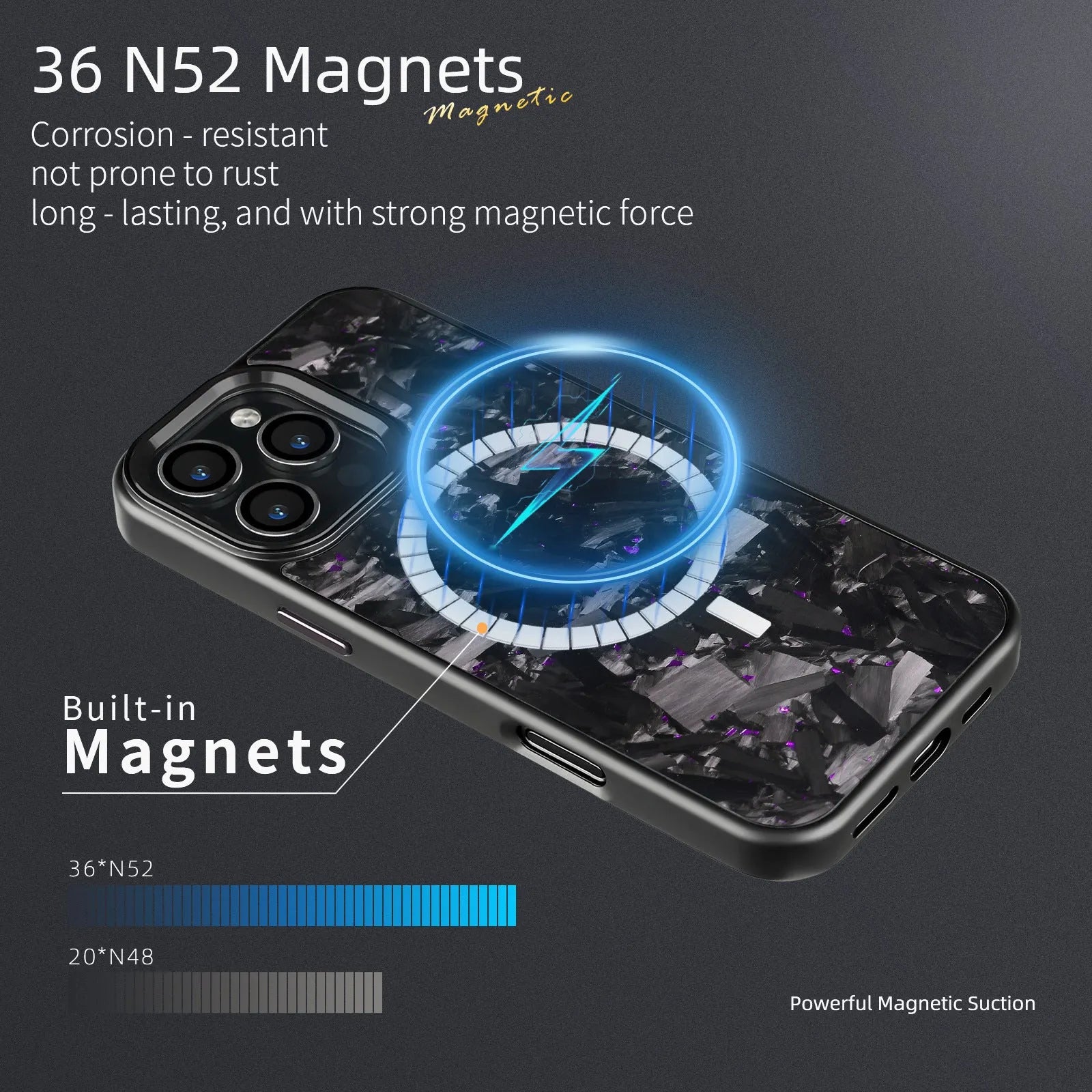 Metal frame forged pattern mobile phone case with carbon fibre construction in black blue gold colour with magnetic feature