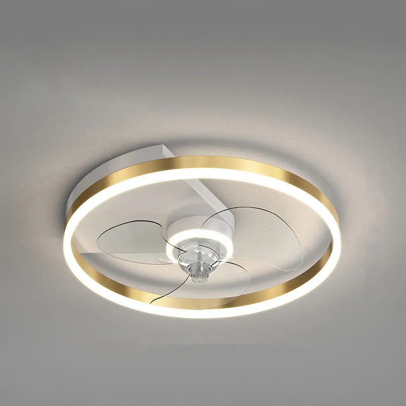 Modern Nordic style white ceiling light with integrated fan blades for a child's room.