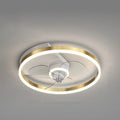 Modern Nordic style white ceiling light with integrated fan blades for a child's room.