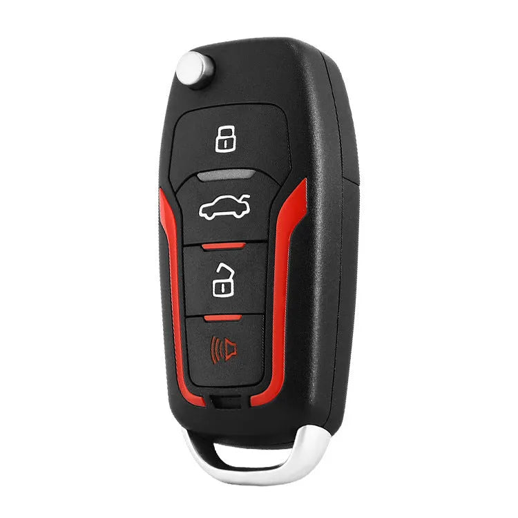 Black and red frosted one-way remote control car alarm system with two remotes for 3000m range security.