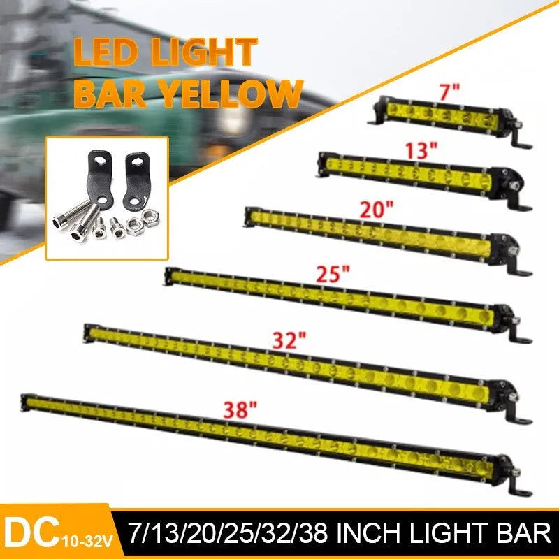 25-inch aluminium single row LED light bar with cool white LEDs and mounting brackets