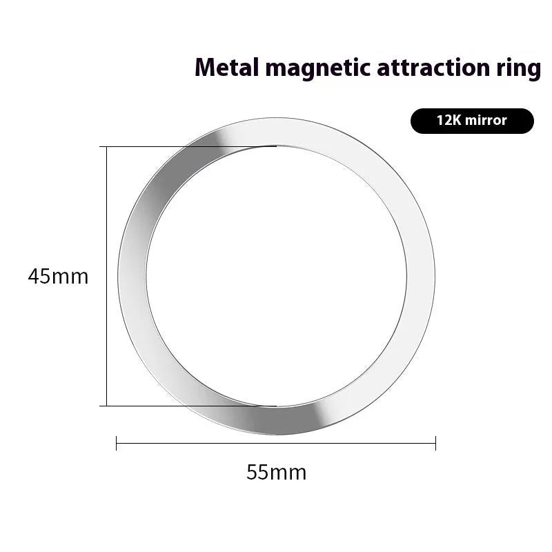 Magnetic ring phone holder in 430 stainless steel, 45x55x5mm, black finish on phone case