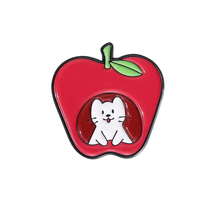 Colourful cartoon fruit zinc alloy brooch with metal pin back
