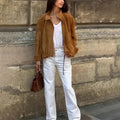 Men's solid colour retro style jacket with loose fit and long sleeves