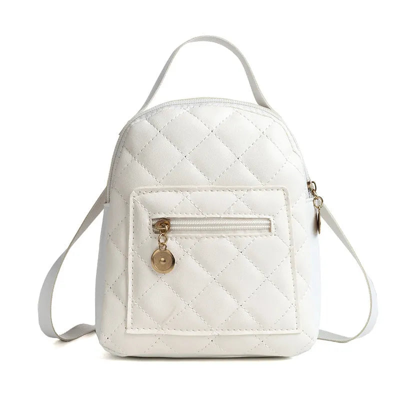 Girls' Korean style embroidered hard backpack in black colour showing sandwich pocket and soft handle