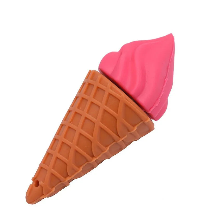 Mini ice cream design USB stick in pink colours with USB connector visible