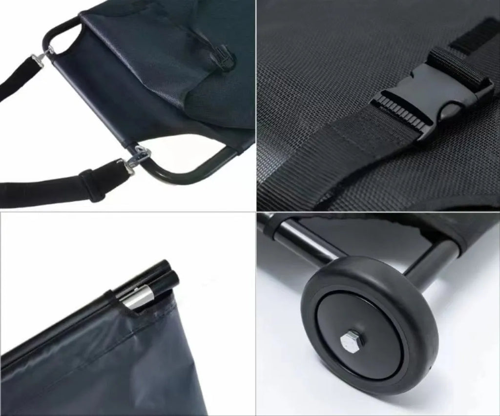 Large black foldable aluminium alloy pet stretcher for emergency dog transport