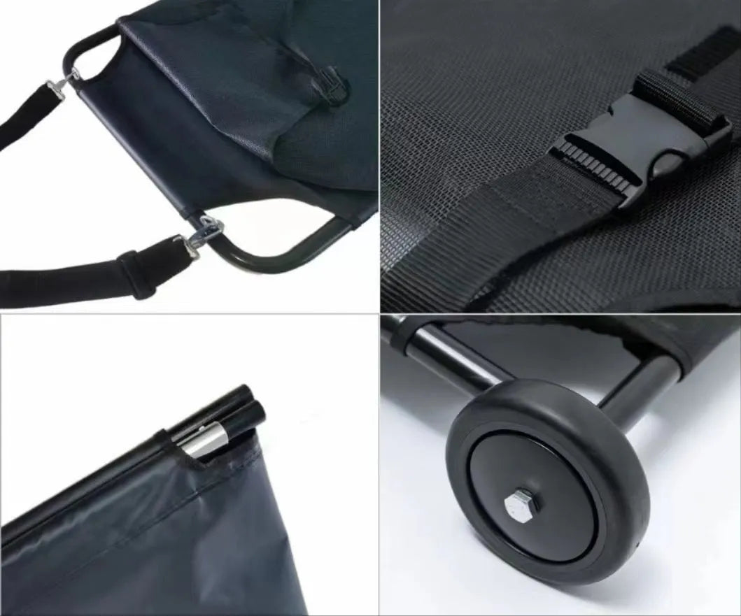 Large black foldable aluminium alloy pet stretcher for emergency dog transport