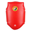 Red boxing helmet and chest protector set for martial arts training and competition