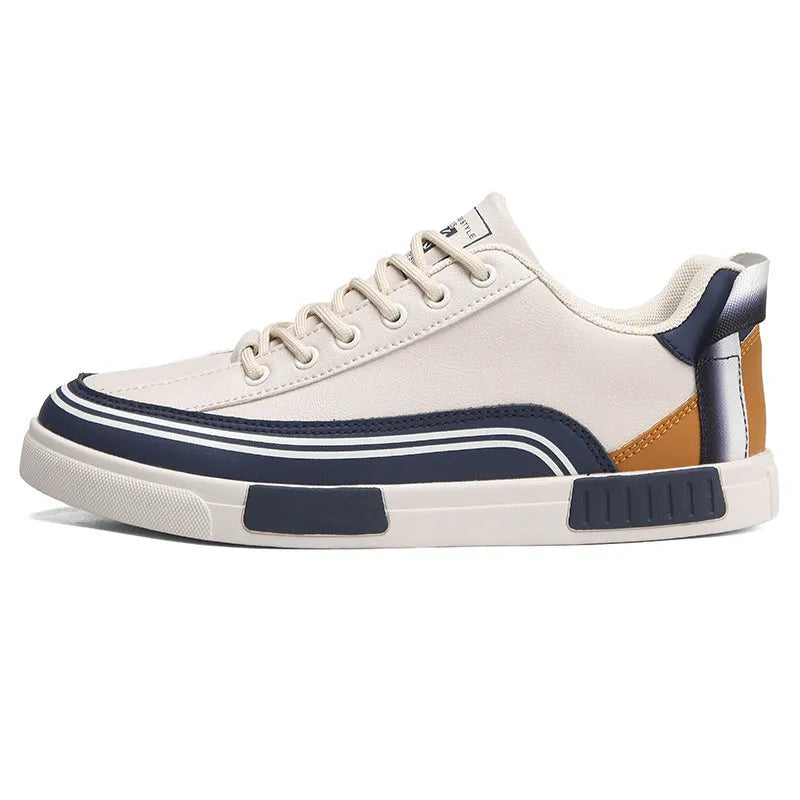 Men's breathable mesh casual shoes with canvas upper in beige and white-green colour options