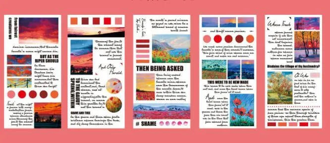 Pack of twenty paper landscape painting art stickers measuring 60 by 120 millimetres.