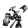 Dark blue children's astronomical telescope on tripod with 16X-66X magnification and mobile phone mount accessory