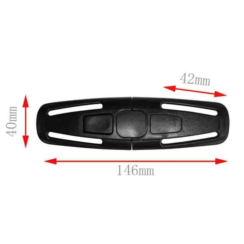 Black Nylon PA66 seat belt buckle lock button measuring 14.5cm x 4cm for child safety seats