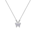 Square-set opal butterfly pendant on a cross chain, sterling silver women's adjustable necklace.