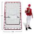 Red 4x6ft baseball training net with adjustable metal frame for sports practice