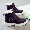 Women's plus size fleece-lined tall snow boots with mid heel and round toe in three colour options