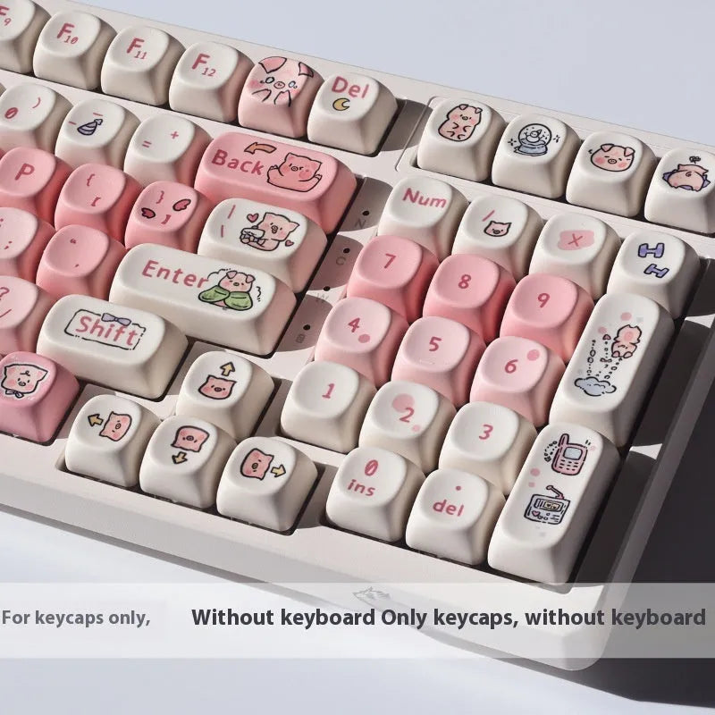 Pink Fragrant Pig decorative mechanical keyboard key cap with five-sided sublimation printing