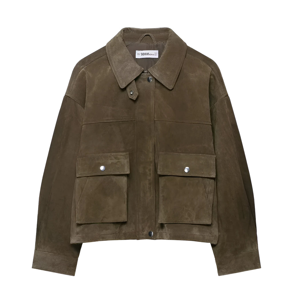 Women's PU casual jacket in regular fit, pictured colour, Japanese Korean style.