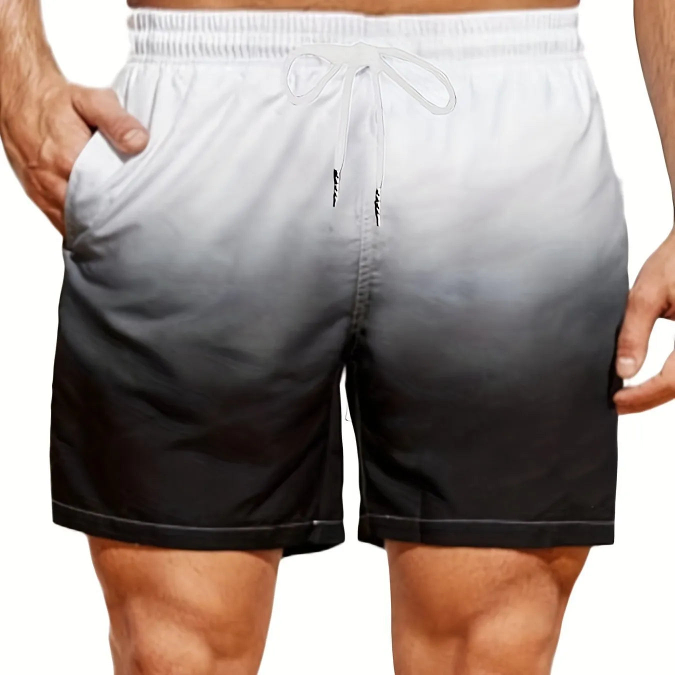 Men's gradient colour 3D digitally printed mesh sports shorts with micro-elastic fabric