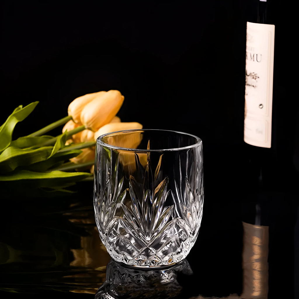 Thick bottom whiskey shot glass with 301-400ml capacity and crystal glass construction