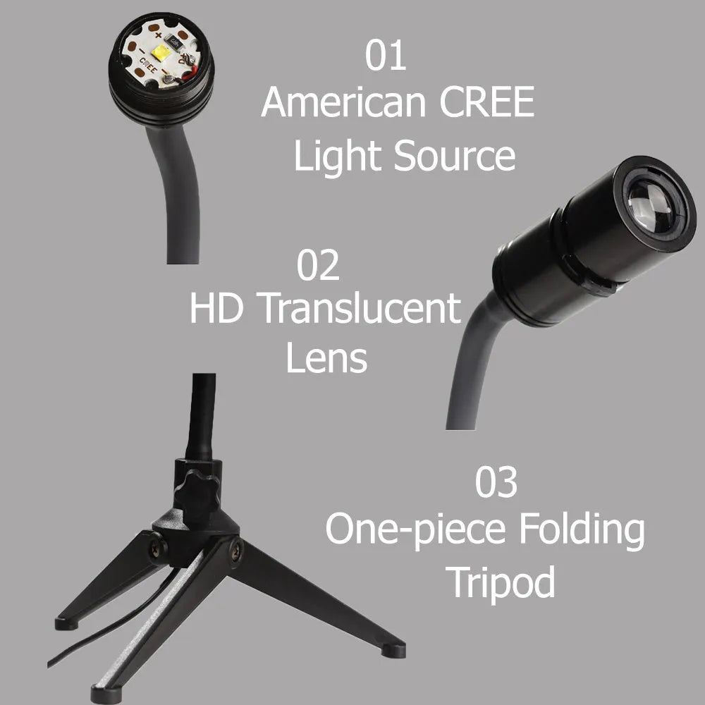 Earth and Moon star projector night light with adjustable hose bracket on bedside table