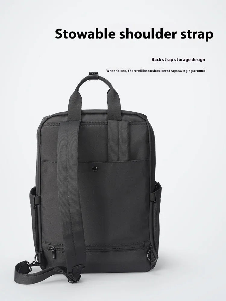 Black Oxford cloth computer backpack with 20-35L capacity
