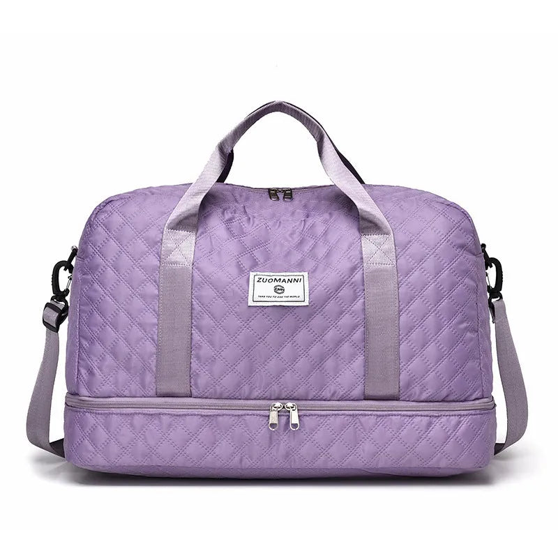 Oxford cloth leisure travel bag in a solid colour with a 36-55 litre capacity.