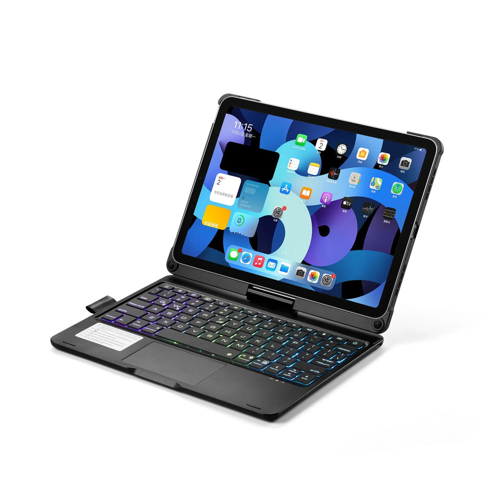 360 rotating Bluetooth keyboard with touch backlight for iPad Pro and iPad Air tablets