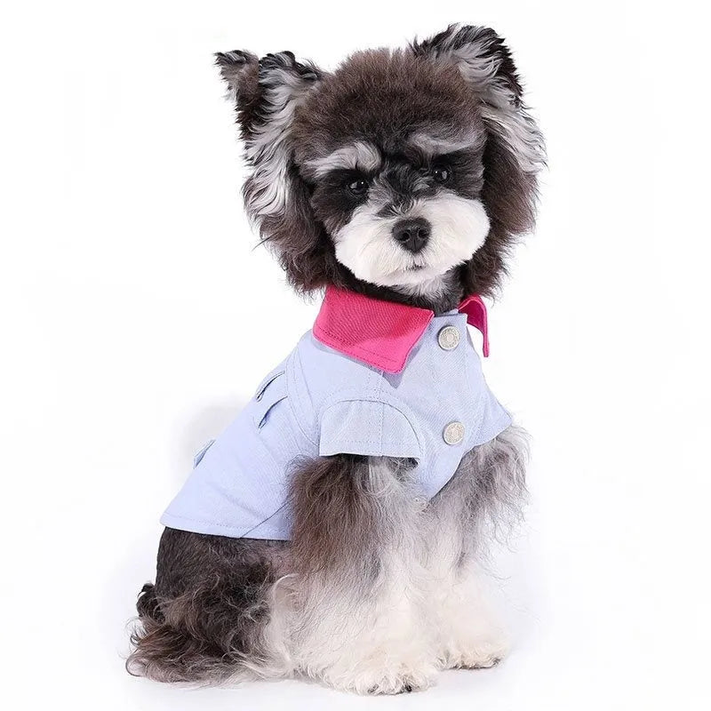 Blue and purple polyester dog harness vest with back traction ring for small breed dogs