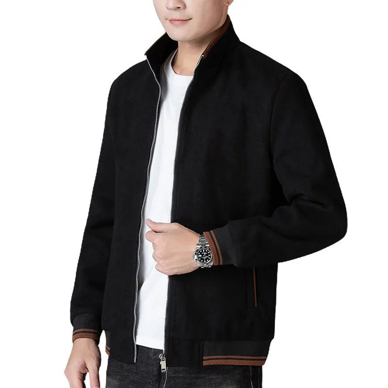 Men's grey sports-style fleece jacket with long sleeves and a stick pocket on the chest.