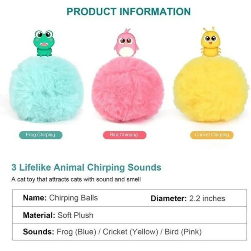 55mm diameter interactive cat toy ball in blue, pink, and yellow colours with removable lid for catnip