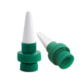 Green ceramic plant water dripper attached to cola bottle for automatic flower irrigation