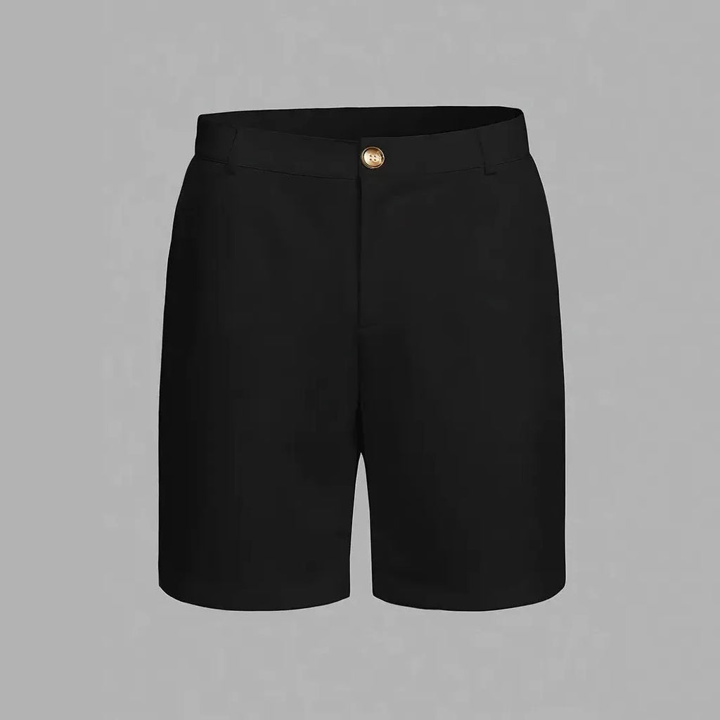 Men's cotton blend casual shorts with micro-elastic stretch in straight cut Korean style design