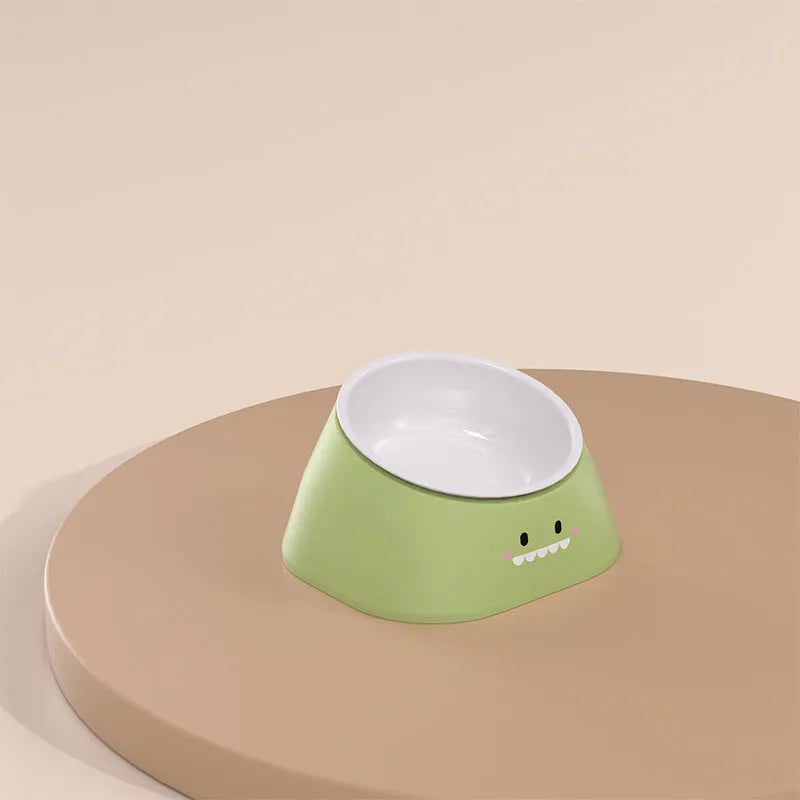 15 degree tilted stainless steel pet bowl with polypropylene base for cervical spine protection