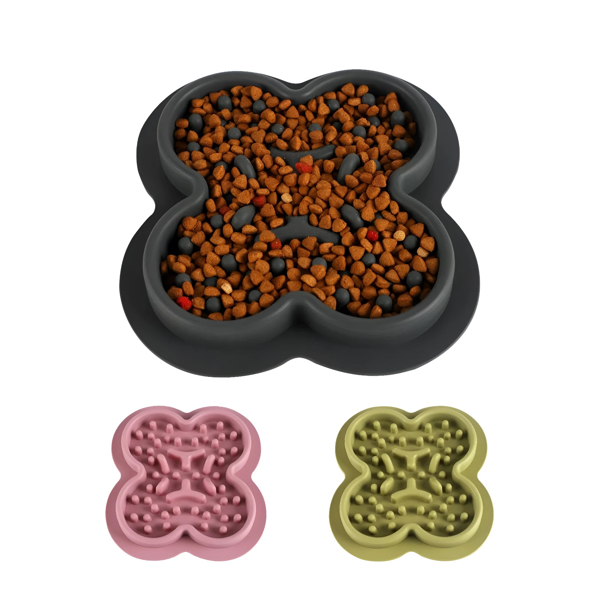 Silicone pet licking pad slow feeder mat measuring 19cm by 21cm with textured surface