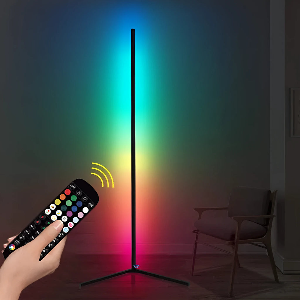 Black RGB floor lamp with music sync and aluminium alloy stand