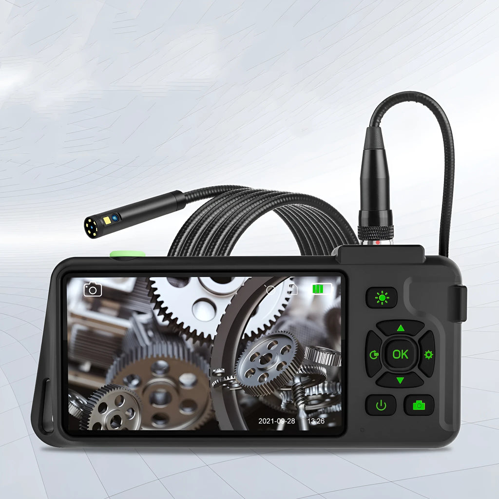 Handheld industrial endoscope with 4.5-inch screen and 5.5mm camera probe on 1m cable