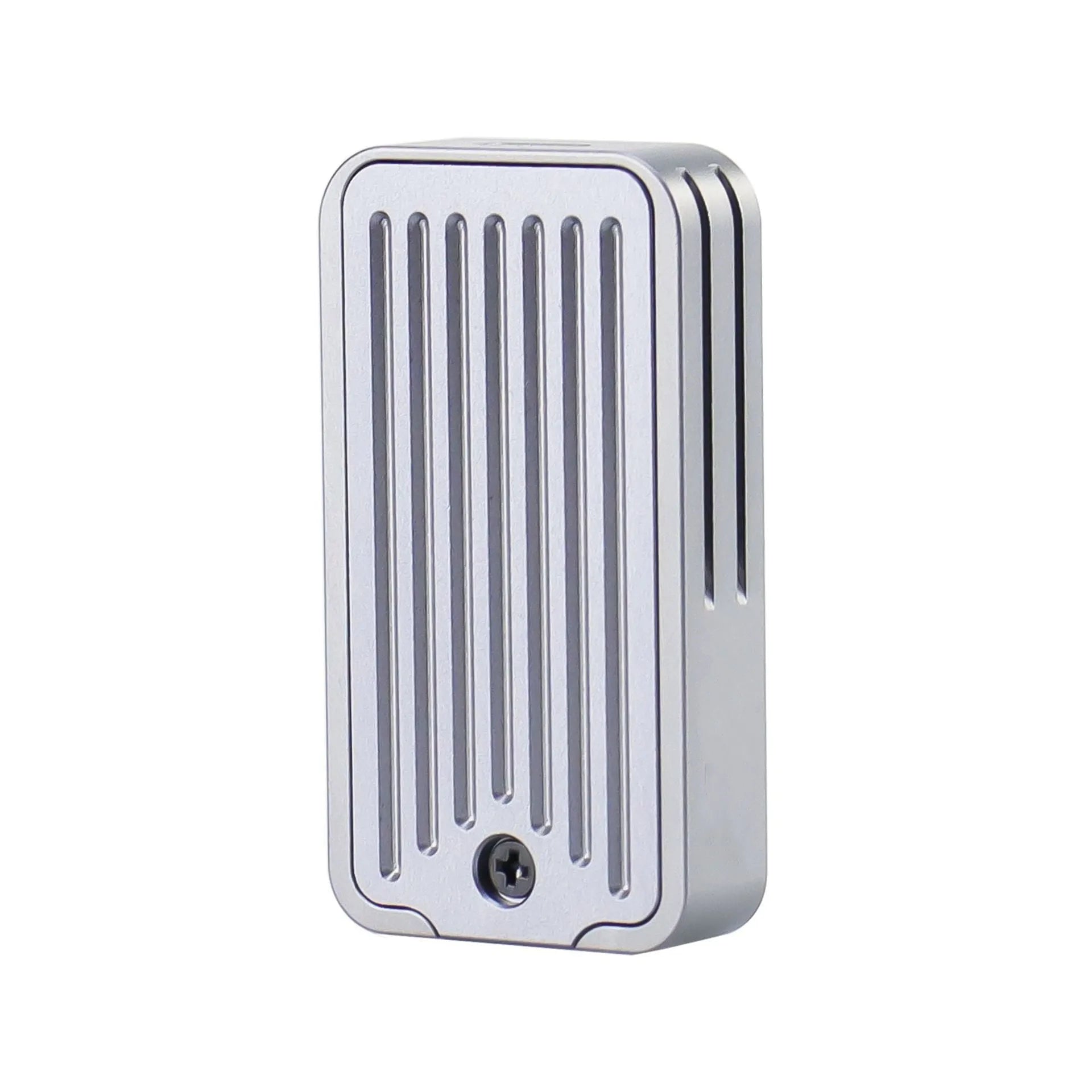 Silver aluminium alloy M.2 SSD enclosure measuring 5.2cm with dual protocol support