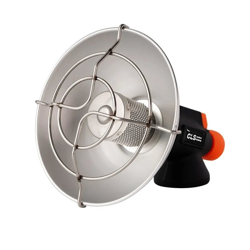 Black and orange portable camping heating stove with automatic press ignition system
