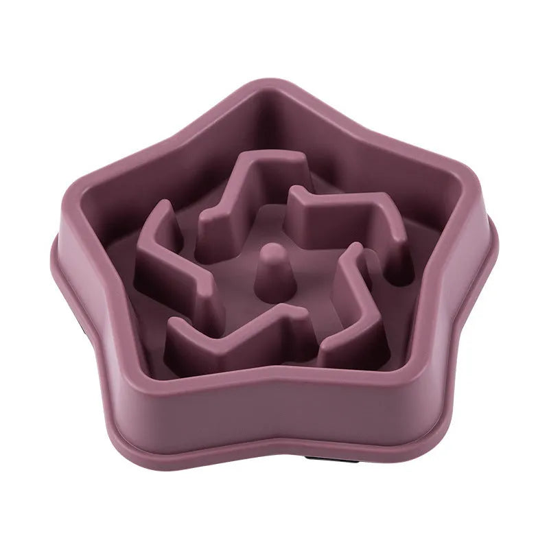 Yellow plastic dog slow feeder bowl with textured base, measuring 20.1 cm long.