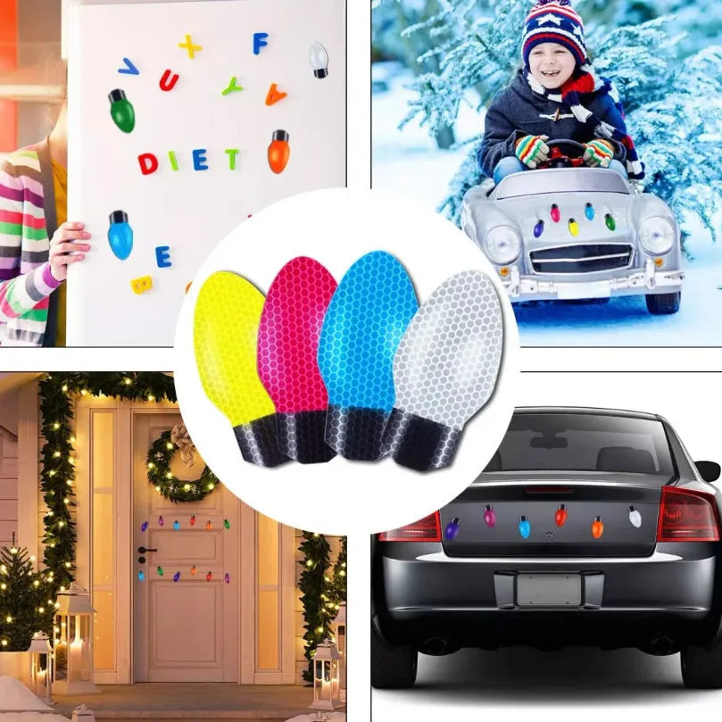Christmas magnetic reflective light bulb set with 24 bulbs and 12 wires for festive decoration