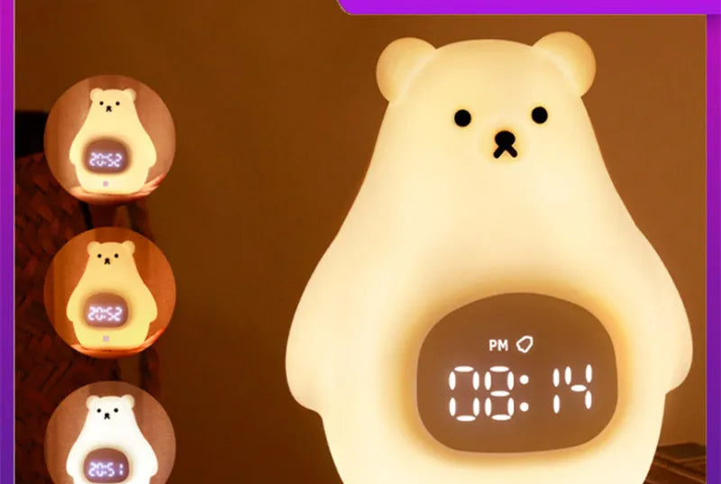 Big white bear silicone night light with remote control showing seven colour options