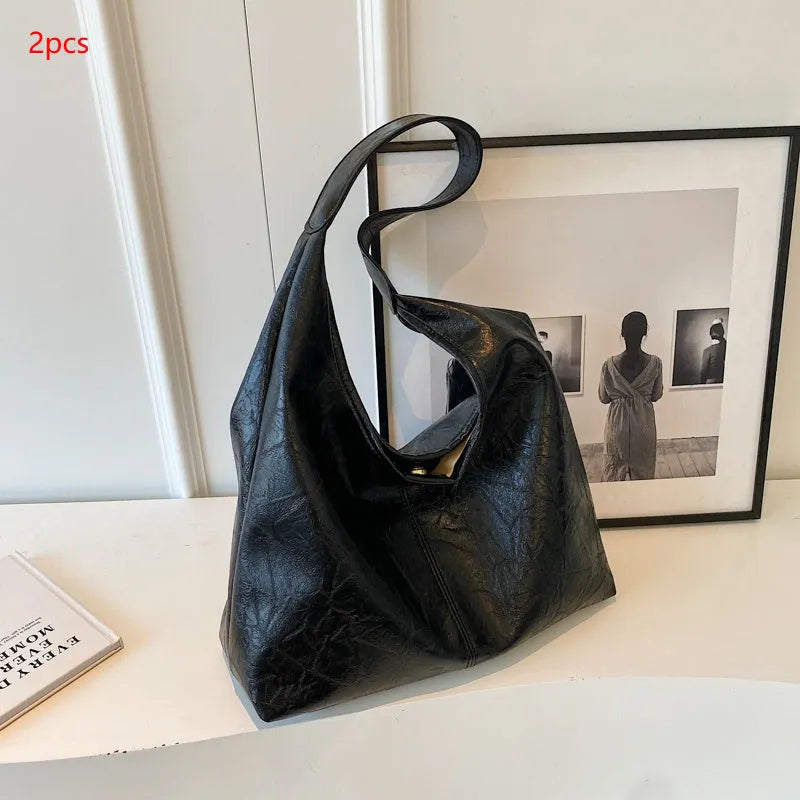 PU leather large shoulder bag with adjustable strap and zip closure in multiple colour options