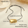 Titanium steel necklace with black rope design and irregular geometric pendant on adjustable chain
