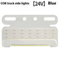 12V 24V aluminium alloy LED COB truck side marker light in red, yellow, green, blue, and white.
