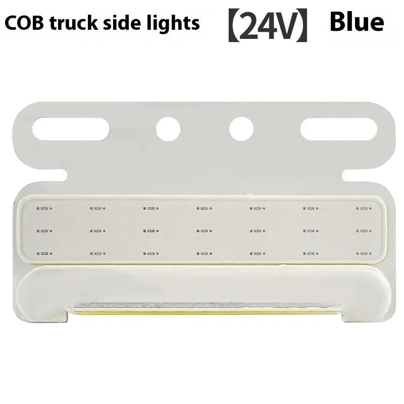 12V 24V aluminium alloy LED COB truck side marker light in red, yellow, green, blue, and white.